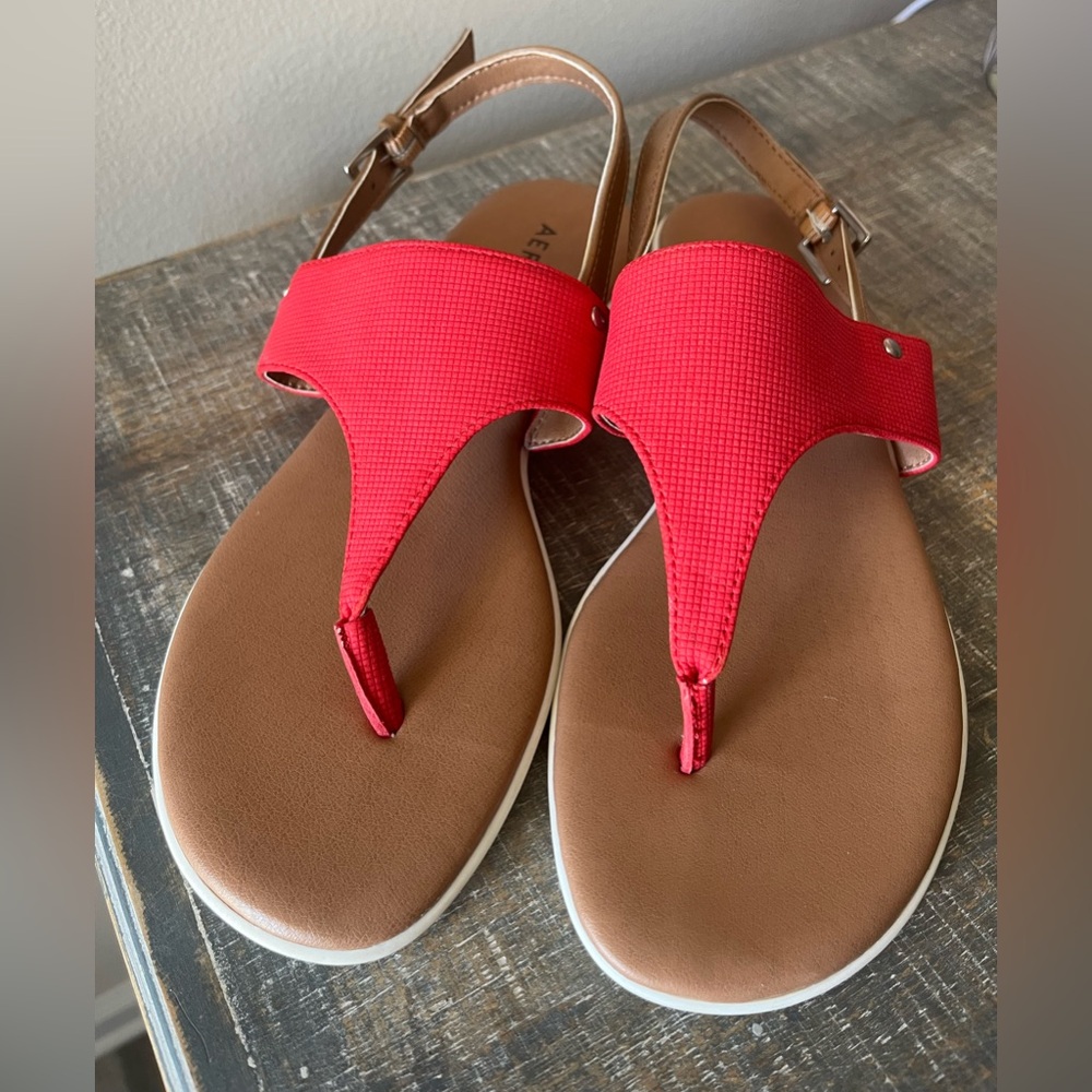 Women’s Red T-Strap Sandals
